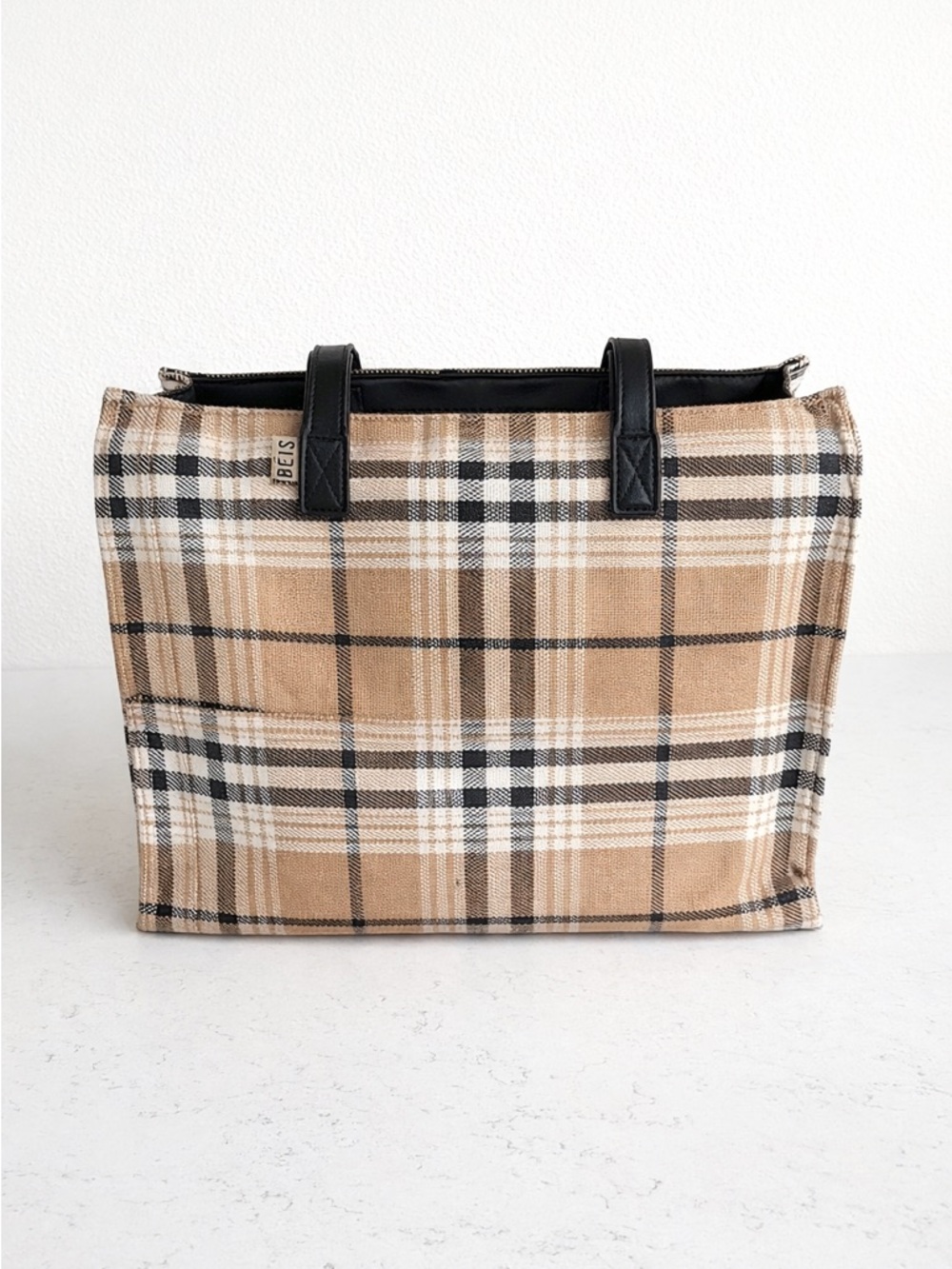 BEIS Limited Edition Plaid Laptop Tote